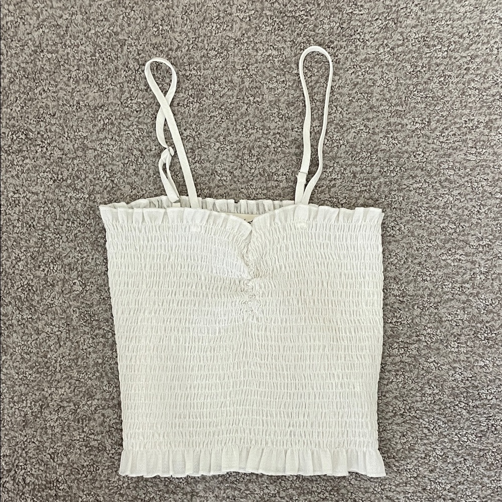 Elegant White Smocked Women's Top